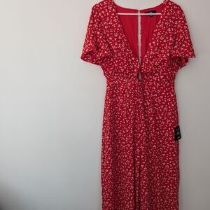 Red Floral Women's Jumpsuit